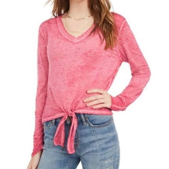 Knot Front Long Sleeve Pink Top NWT Small - Picture 1 of 7